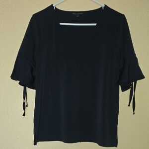 Banana Republic Blue V-Neck Blouse with Tie Sleeves